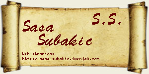 Saša Šubakić vizit kartica